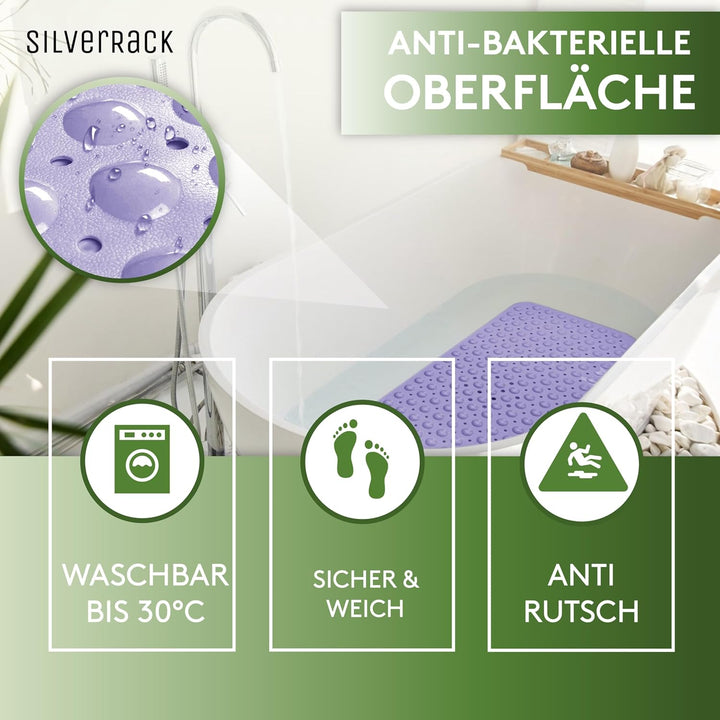Badewannenmatte 100x40 cm (Lavendel) - Antirutschmatte Badewanne BPA frei für Kinder und Babys - Dus
