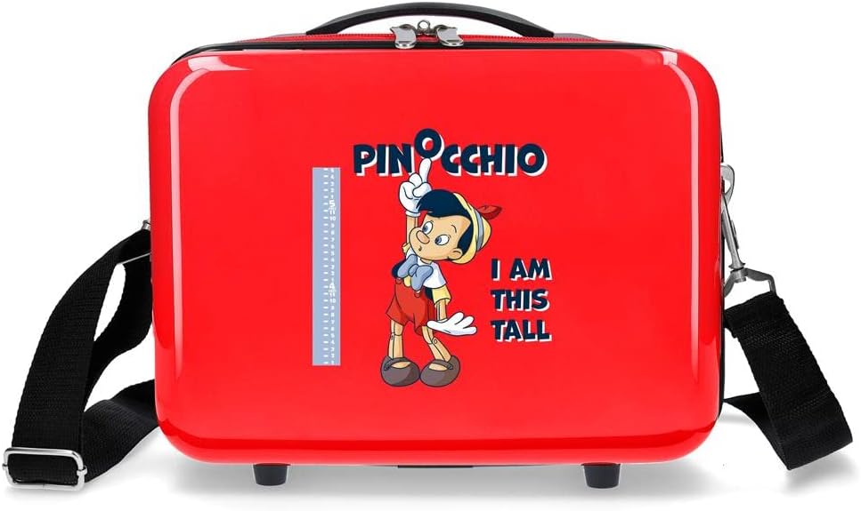 Disney Pinocchio Kulturbeutel, anpassbar, mit Schultertasche, 29 x 21 x 15 cm, ABS, 9,14 l, Rot Make