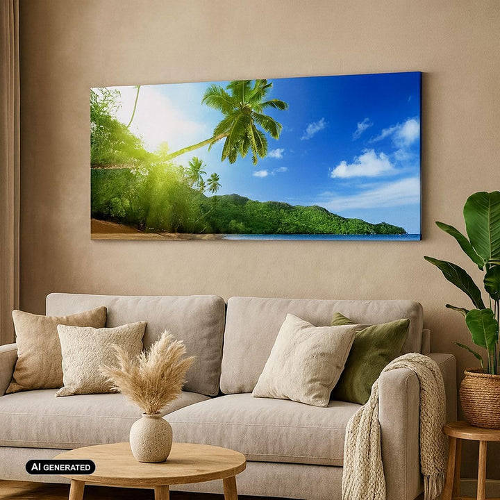 Wandbilder Dekoration Wohnzimmer Baum Dschungel Welle Landschaft Panorama Bilder auf Leinwand 120x50