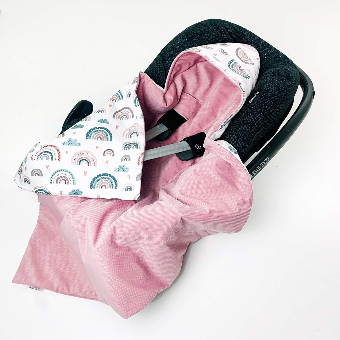 Einschlagdecke für Babyschale Autositz FRÜHLING Sommer, Universal, Velvet Baby Decke mit Klettversch