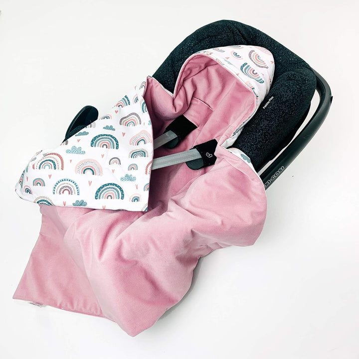 Einschlagdecke für Babyschale Autositz FRÜHLING Sommer, Universal, Velvet Baby Decke mit Klettversch