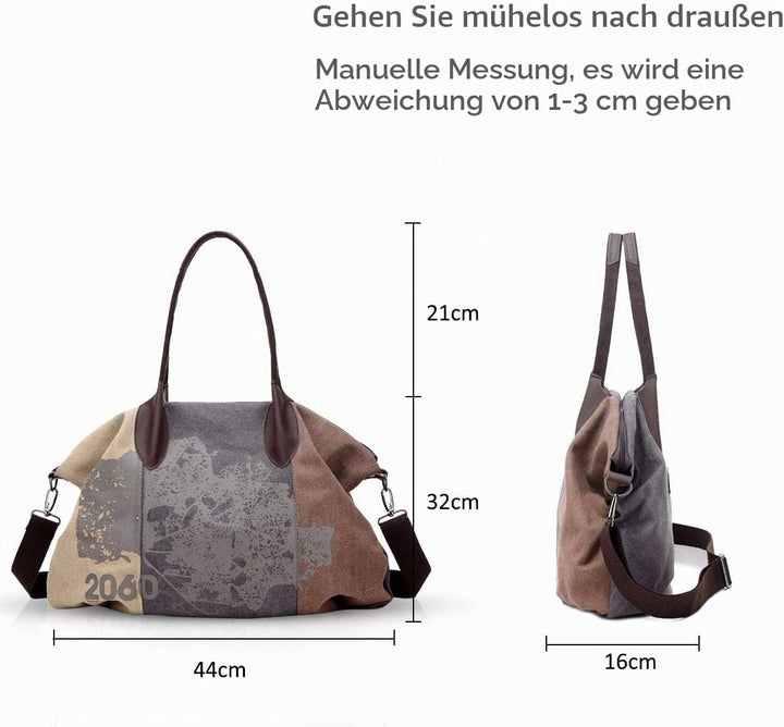 NICOLE &amp; DORIS Canvas Damen Handtasche Henkeltaschen Tragetaschen für Frauen grosse Schultertasche D