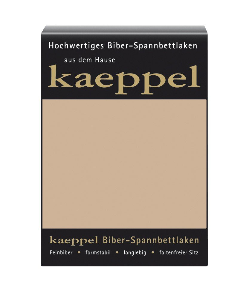Kaeppel Biber Bettlaken Betttuch 180-200x200 cm Spannbettlaken 14 Farben Uni Öko, Farbe:Sand 200 cm
