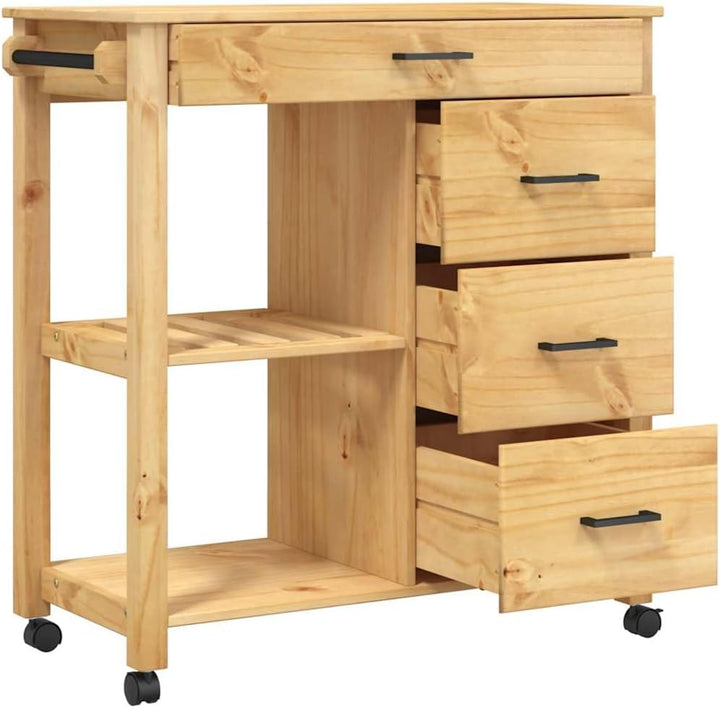 vidaXL Küchenwagen, Servierwagen mit viel Stauraum, Beistellwagen für Küche Wohnzimmer Badezimmer, T