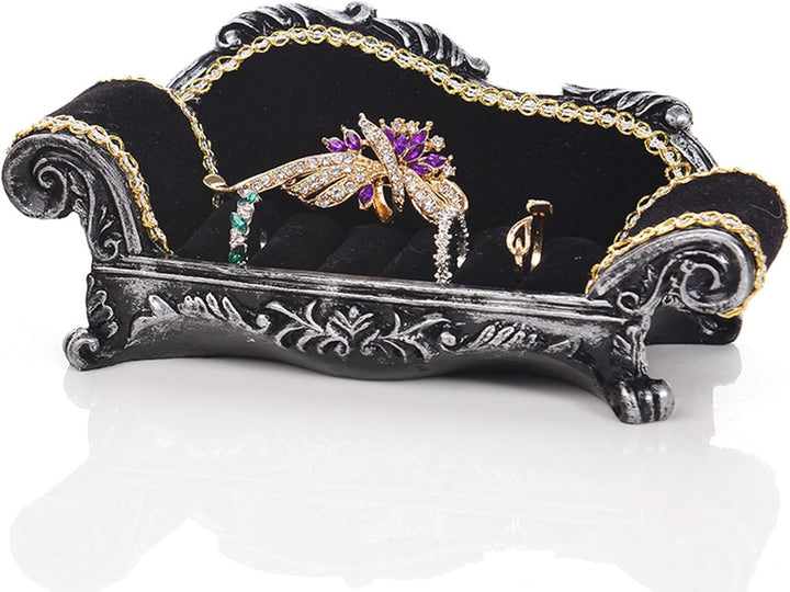 Schwarze viktorianische Puppenhauscouch im Massstab 1:12, Puppenhausmöbel, Wohndekoration, Ornament,