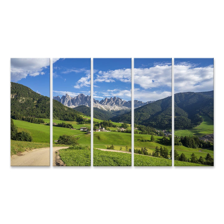 islandburner Leinwandbild Landschaftsbild Dorf Santa Maddalena Südtirol Dolomiten - Leinwand 160x80c