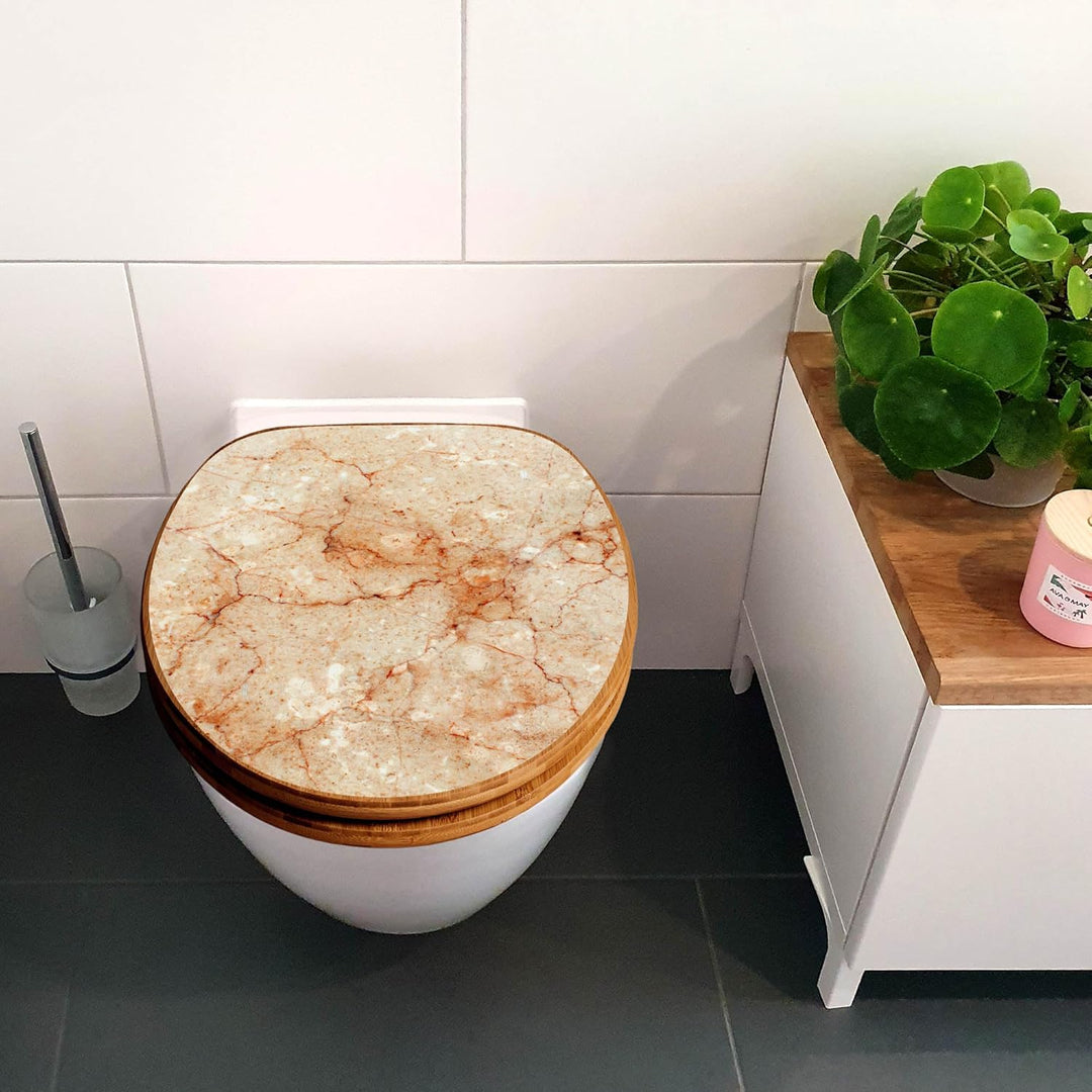 banjado Design WC Sitz Bambus Absenkautomatik 45,8x37,5cm - Toilettendeckel mit Absenkautomatik Holz