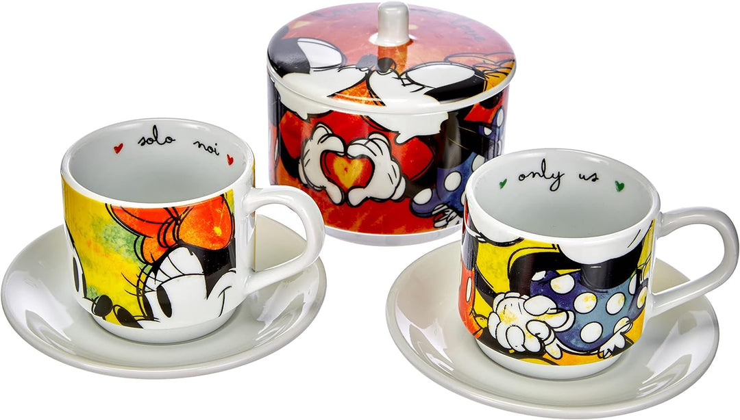 Egan Porzellan set 2 Kaffeetassen Stapelbar Mickey mit Zuckerdose und Tischset WMSET/20 grün