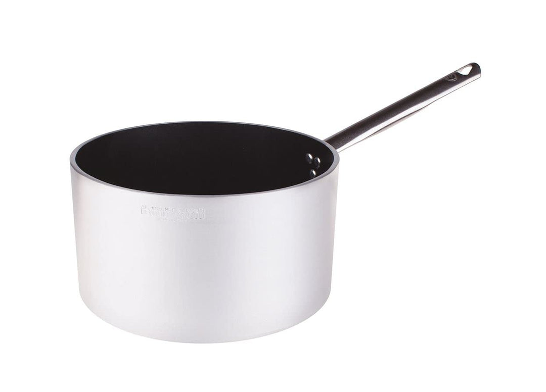 Pentole Agnelli Linie Aluminium 5 mm Platinum Gratinplatte mit 1 Griff hoch 24 cm Silber/schwarz 24