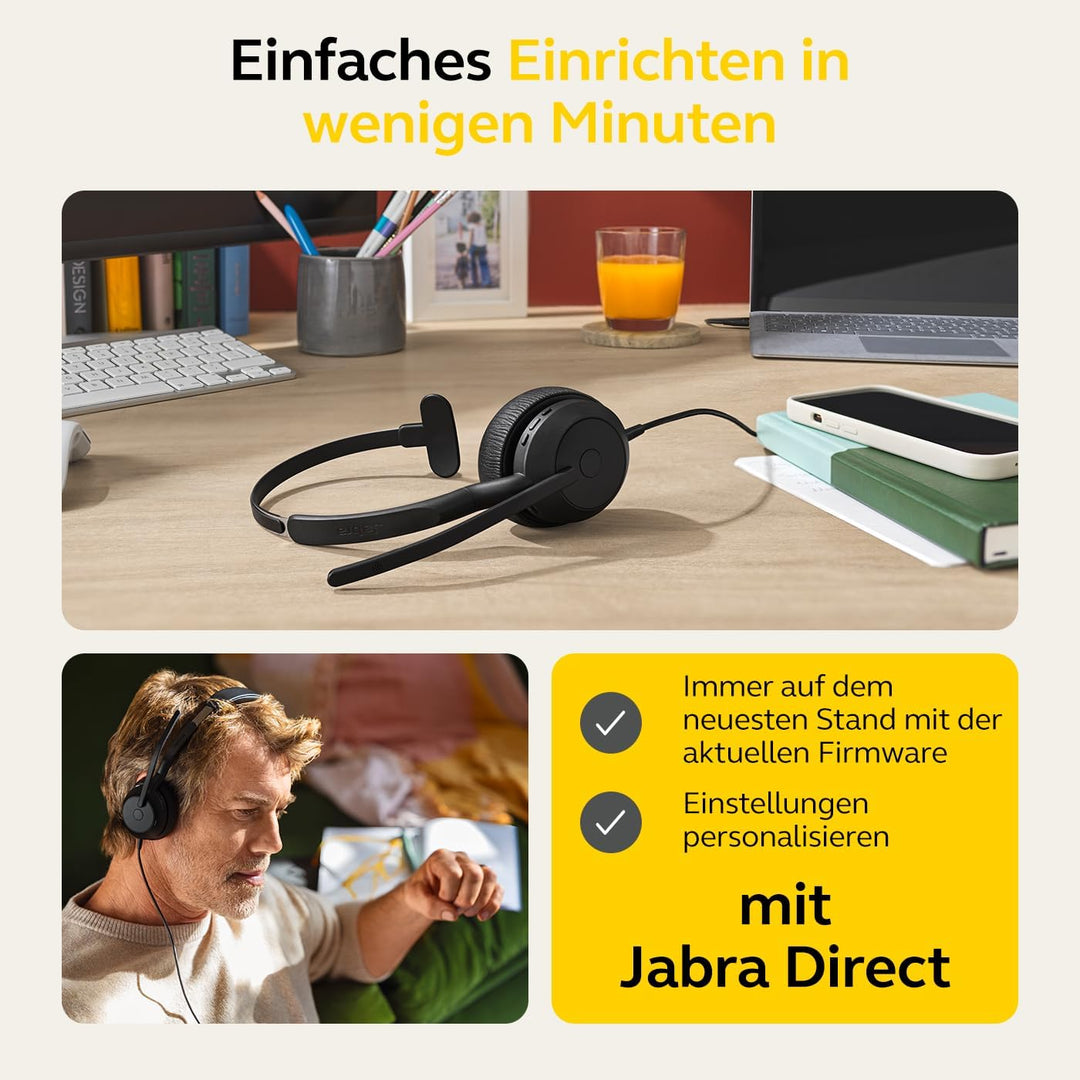 Jabra Evolve2 50 - Kabelgebundenes Mono-Headset mit Jabra Air Comfort - Mikrofone mit aktiver Geräus