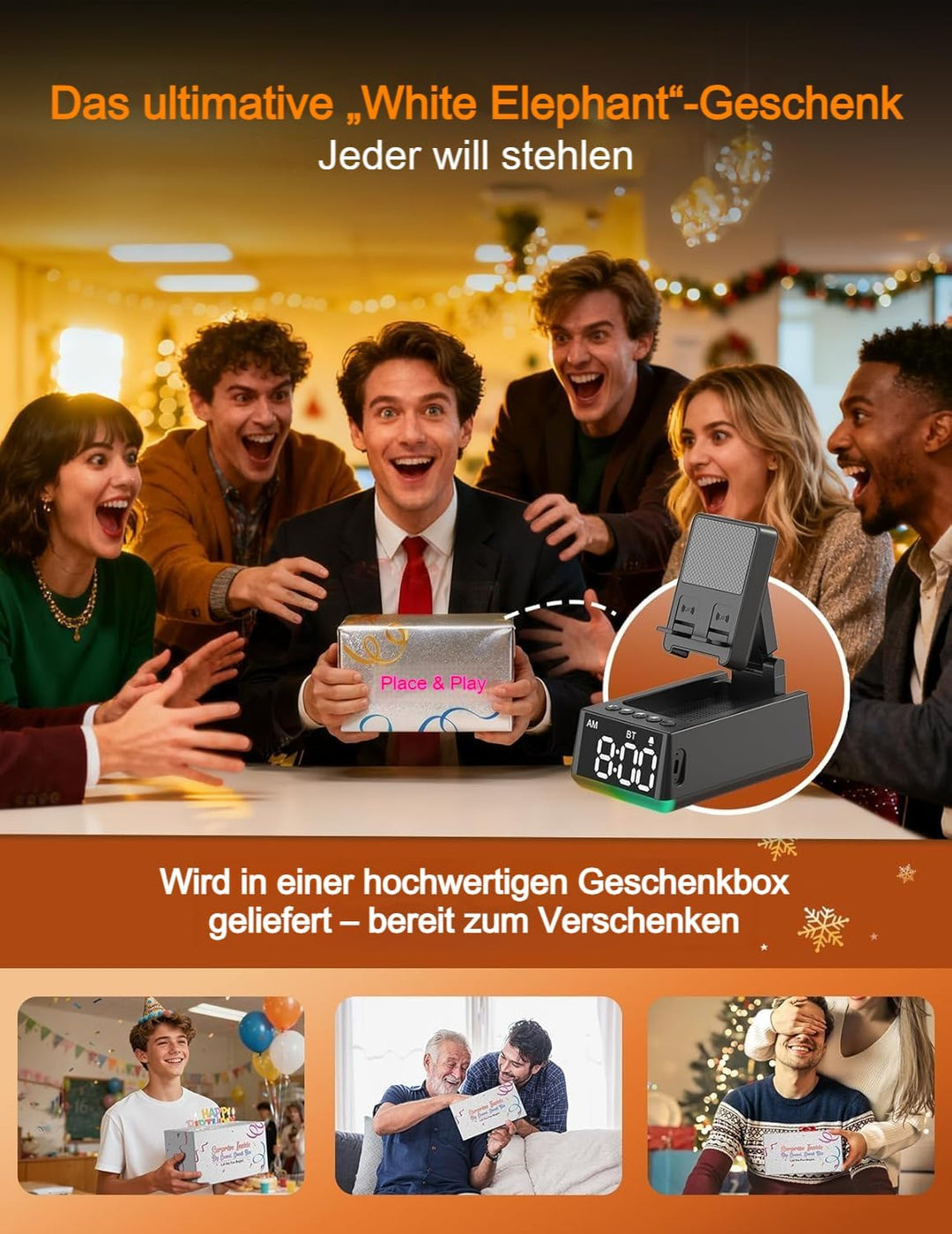 BBL Geburtstagsgeschenke für Männer und Frauen, Induktions Lautsprecher mit Bluetooth-HD-Sound, Hand