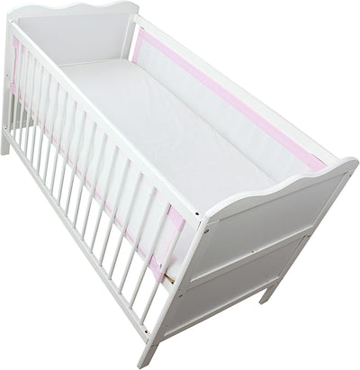 TupTam Gitterstäbe Schutz Netz Babybett Nestchen 3D Mesh 2 Pack, Farbe: Weiss/Rosa, Grösse: ca. 128