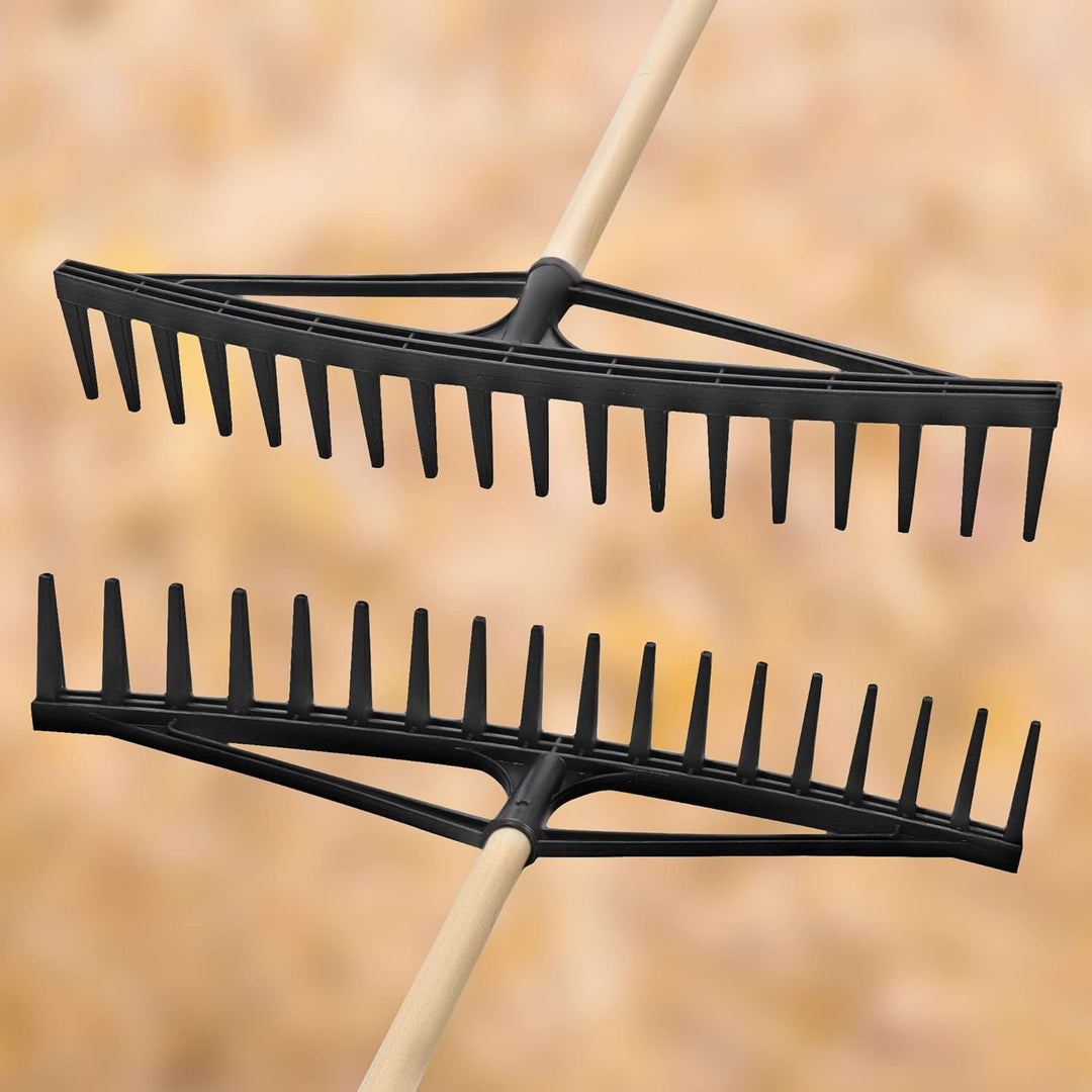 KOTARBAU® Heurechen - 61 cm - mit Holzstiel 1,52 m - Laubrechen Kunststoff - Rechen für Garten - Lau