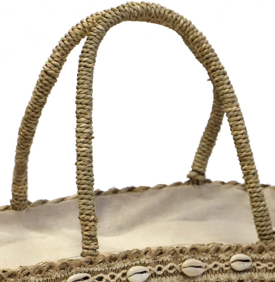 FOR TIME Women's Beach Tote Bag Strandtasche Shopper Damen, Natürlich
