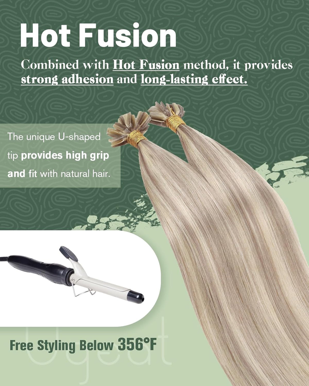 Ugeat U Tip Extensions Keratin Haarverlängerung 50cm P18/613 Aschblond mit Gebleichtes Blond Gesträh