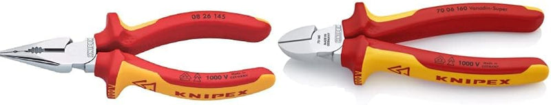 KNIPEX Spitz-Kombizange 1000V-isoliert (145 mm) 08 26 145 & Seitenschneider 1000V-isoliert (160 mm)