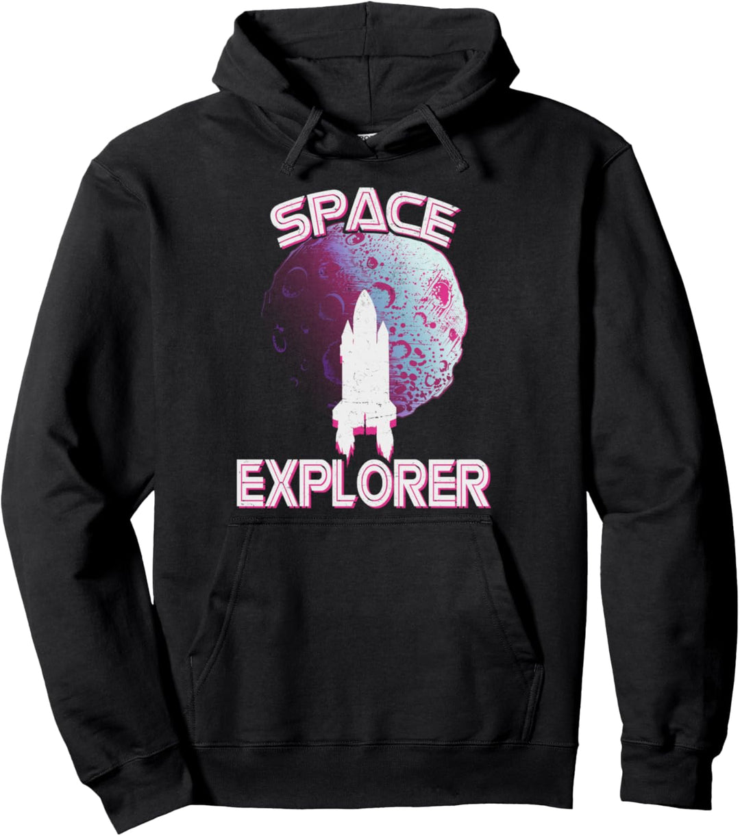 Space Explorer Rocket Moon Pullover Hoodie