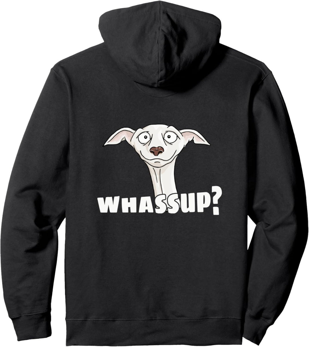 Whassup? Was geht? Lässiger Comic Windhund Pullover Hoodie