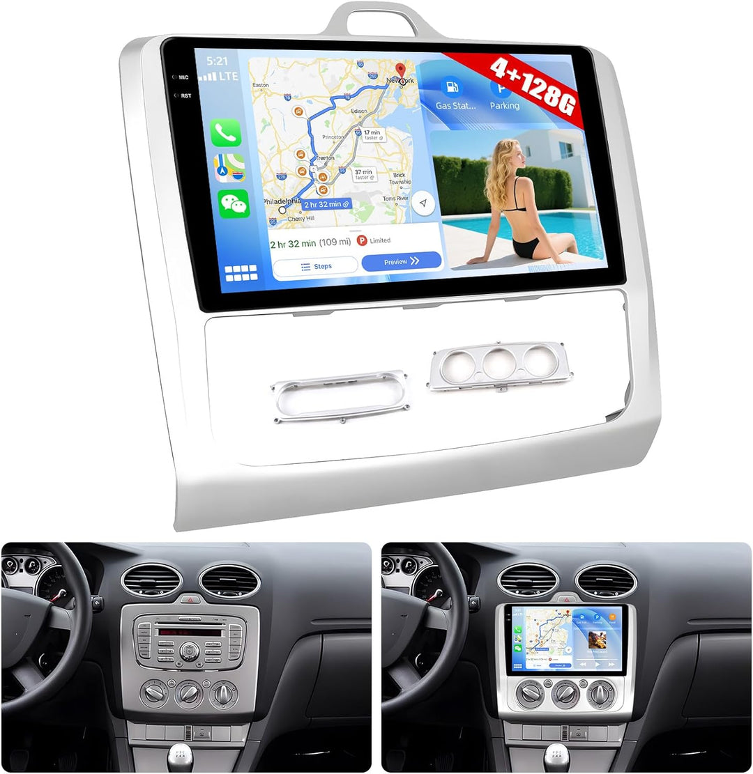 4G+128G CAMECHO Android 15 Autoradio für Ford Focus Mk2/Mk3 Exi MT 2 3 (2004-2011) mit Navi Carplay