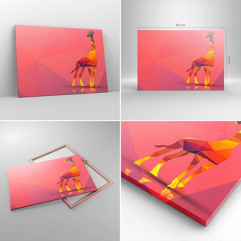 ARTTOR Bilder auf Leinwand 100x70cm Leinwandbild Giraffe modern Grafik Gross Wanddeko Bild Schlafzim