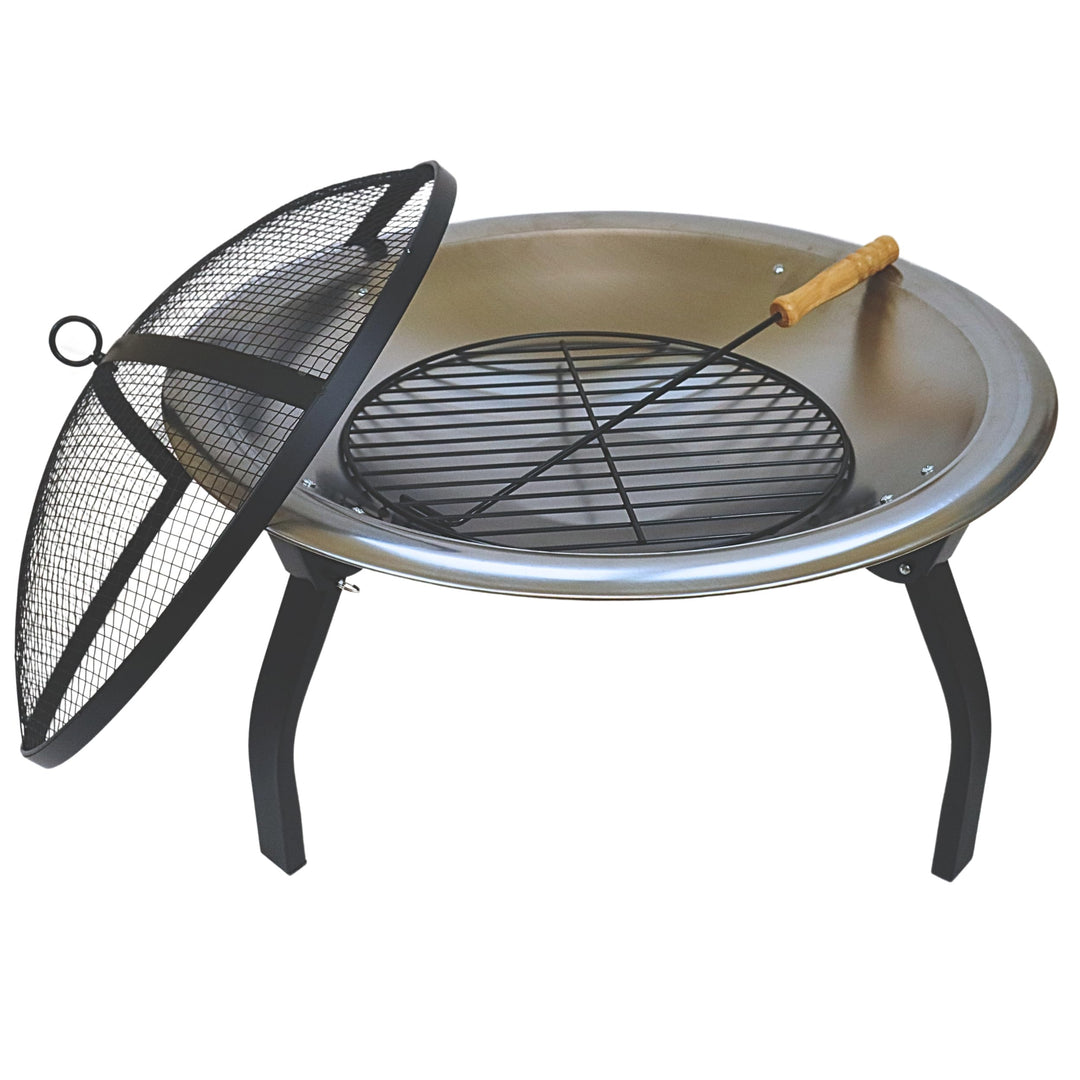 SOUK ONE Feuerschale Ibiza Edelstahl, Feuerschale Ø 56 cm - Feuerstelle für den Garten, Funkenschutz