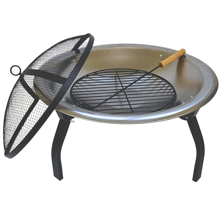 SOUK ONE Feuerschale Ibiza Edelstahl, Feuerschale Ø 56 cm - Feuerstelle für den Garten, Funkenschutz