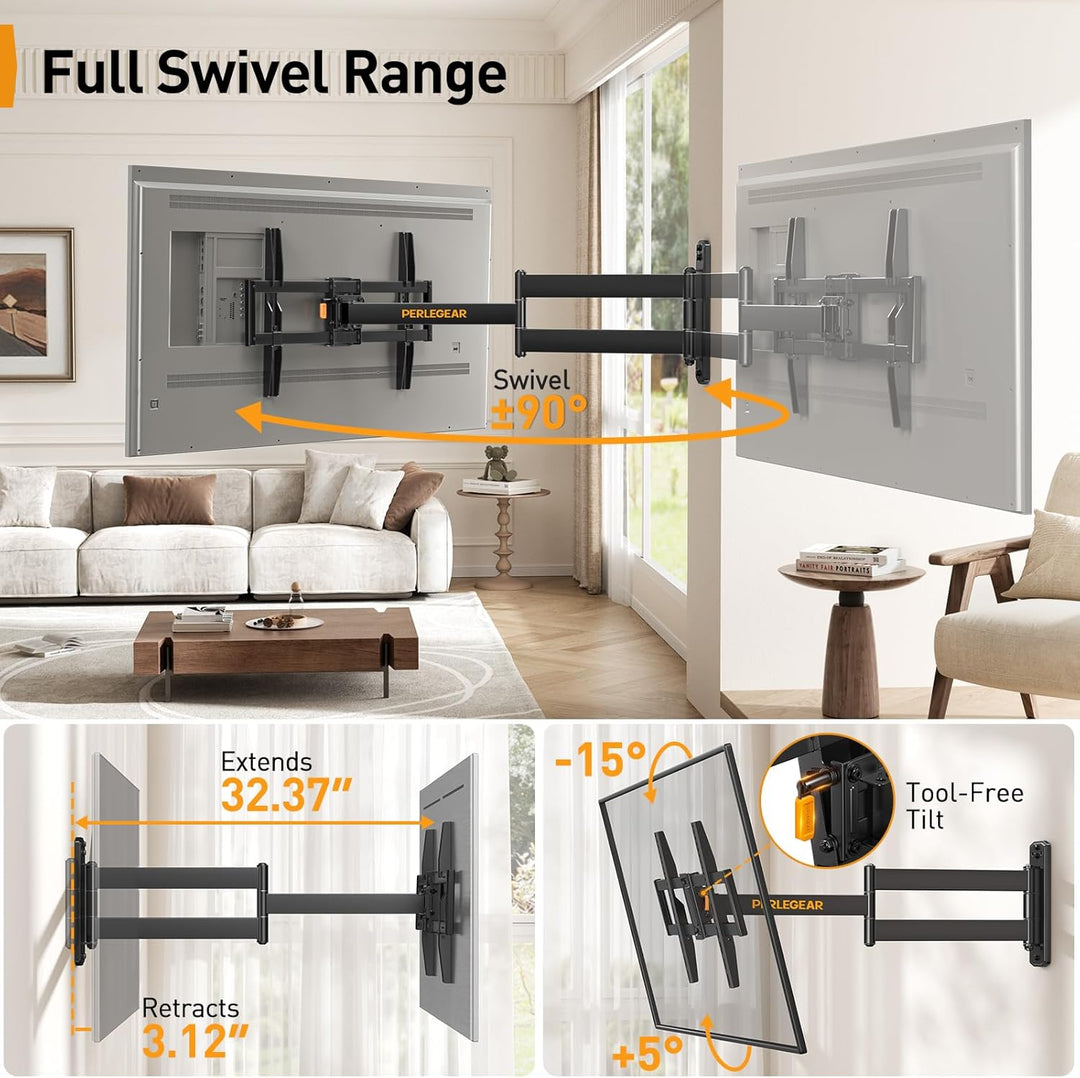 Perlegear TV Wandhalterung PGMFK6& PGLF18 mit 822mm Langem Arm wandhalterung Fernseher