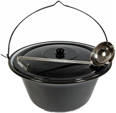 Set Ungarischer Gulaschkessel 4 Liter Suppentopf Emaille + Deckel + Schöpflöffel