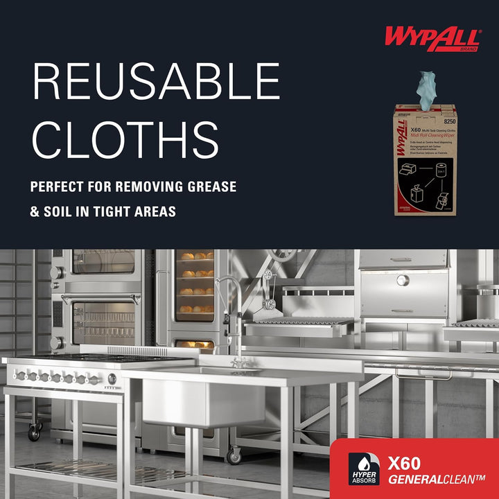 WypAll X60 General Clean Multi-Task Reinigungstücher 8250 – 2-in-1 Midi-Rollenreinigungssystem – 1 b