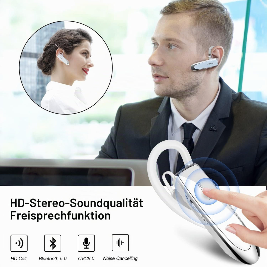 New Bee Bluetooth Headset Wireless Freisprech Telefon | Bluetooth-Headset mit Mikrofon für iPhone Sa
