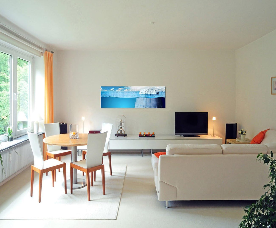 Paul Sinus Art Panoramabild auf Leinwand und Keilrahmen 150x50cm Meer Unterwasser Eisberg