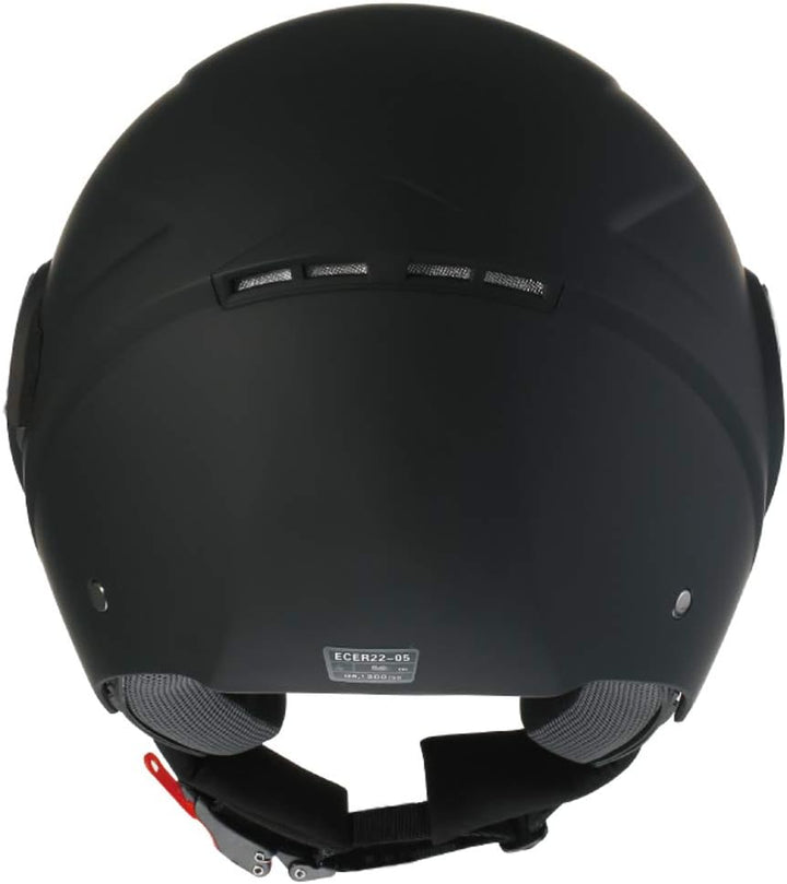 Jethelm Helm Motorradhelm RALLOX 702 matt schwarz mit Langvisier Grösse M, M