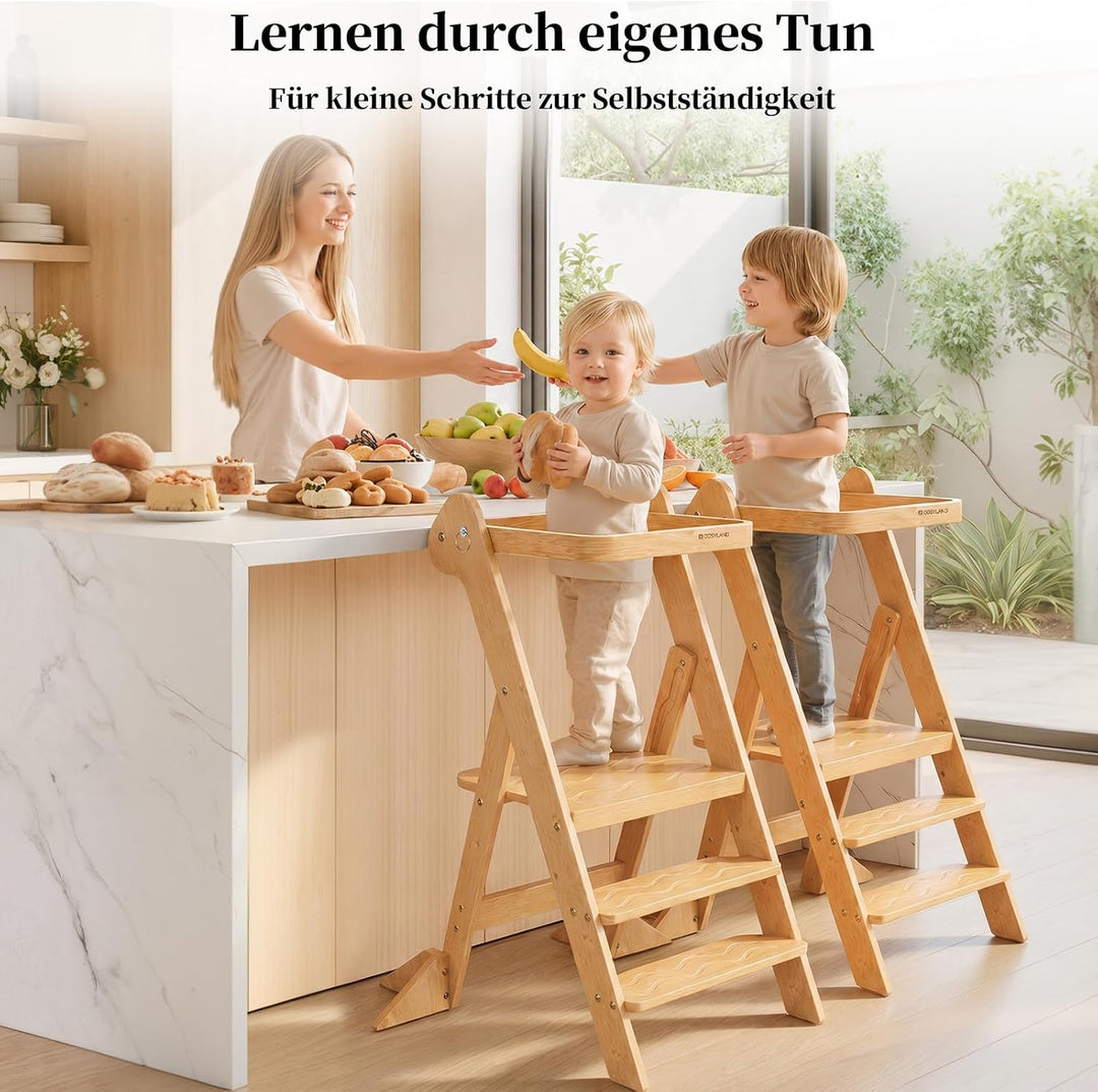 COSYLAND Lernturm ab 1 Jahr klappbar – iF Design Award Gewinner, höhenverstellbarer Lernturm mit Sic
