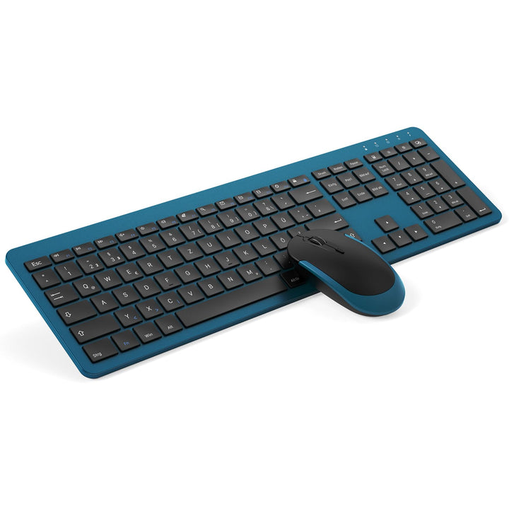 Tastatur Maus Set Kabellos, seenda SK38-3 Ultra-Dünne Wiederaufladbare Funk Tastatur Maus Set, Ergon
