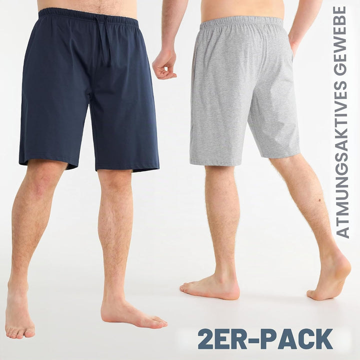 CityComfort Pyjama Shorts Herren, Kurze Schlafanzughose Herren mit Seitentaschen &amp; Elastischem Bund