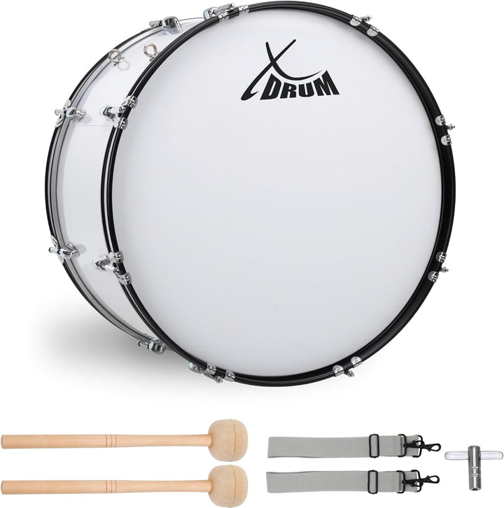 XDrum MBD-224 Marsch Bass Trommel, Fussball Pauke 24" x 12" (10,5 kg, 4 Ösen, Spannschrauben, inkl.