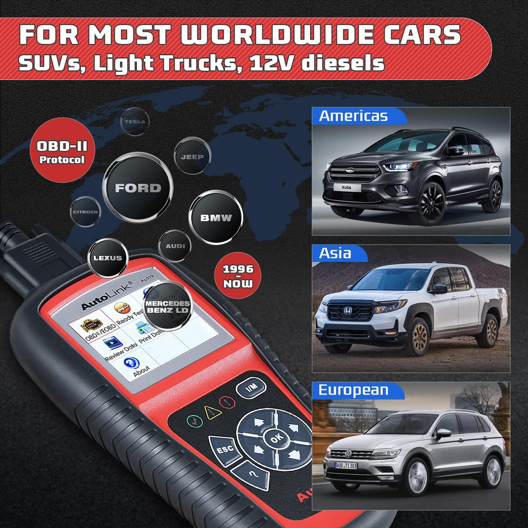 Autel AutoLink AL519 OBD2 Diagnosegerät, Gleich wie ML519, OBD2/ EOBD/CAN Auto Scanner Fahrzeug Moto