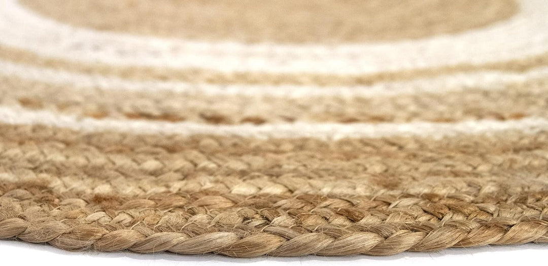 HAMID Jute Teppich Rund, Alhambra Teppich Handgewebt 100% Naturfaser de Jute, Wohnzimmer, Schlafzimm