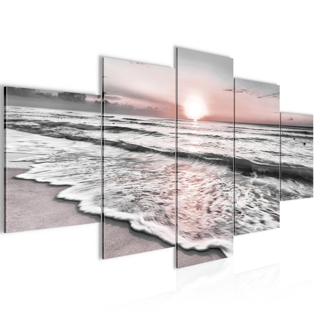 Runa Art Wandbilder Sonnenuntergang Strand 5 Teilig Bild auf Vlies Leinwand Deko Schlafzimmer Wohnzi