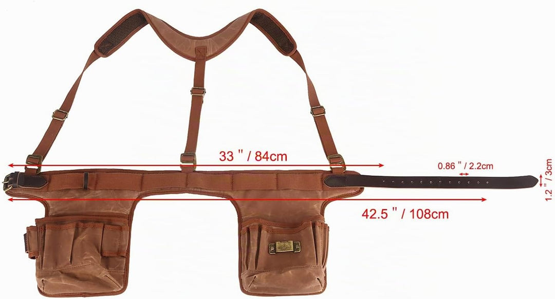 Tourbon Wachs-Segeltuch-Werkzeugtasche, Arbeitsschürze, Gürtel mit Hosenträgern