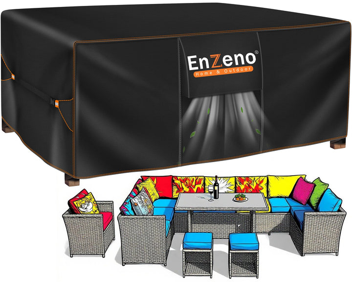 Enzeno Abdeckung für Gartenmöbel,250x180x90cm,Wasserdicht Loungemöbel Abdeckung 420D Oxford Gewebe A