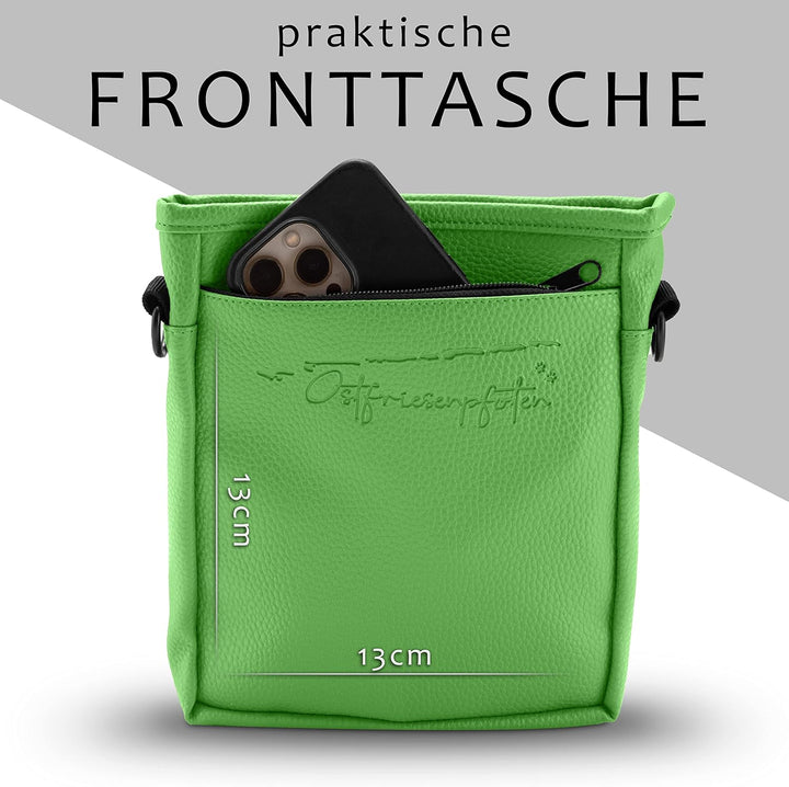 Ostfriesenpfoten® Leckerlibeutel 'Frieda' für Hunde aus hochwertigem Kunstleder - Grün Grösse M - Fu