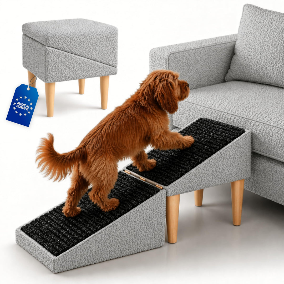Outentin Hundetreppe Klappbar – rutschfeste Hunderampe & Weiche Haustiertreppe für Kleine & Grosse H