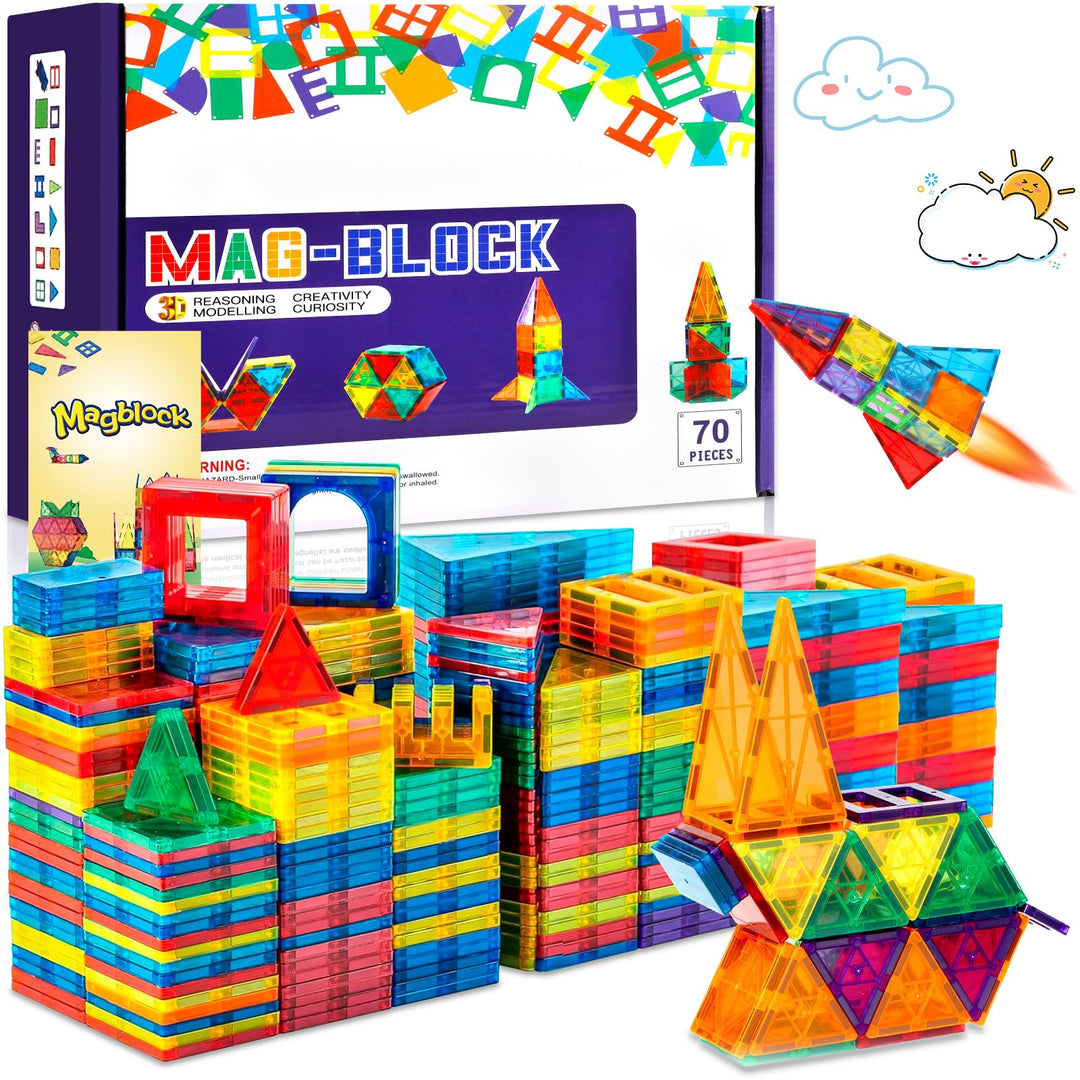 70Pcs Magnetische Bausteine Spielzeug, Magnetisches Bauspielzeug, Puzzle Baustein Spielzeug, Magneti