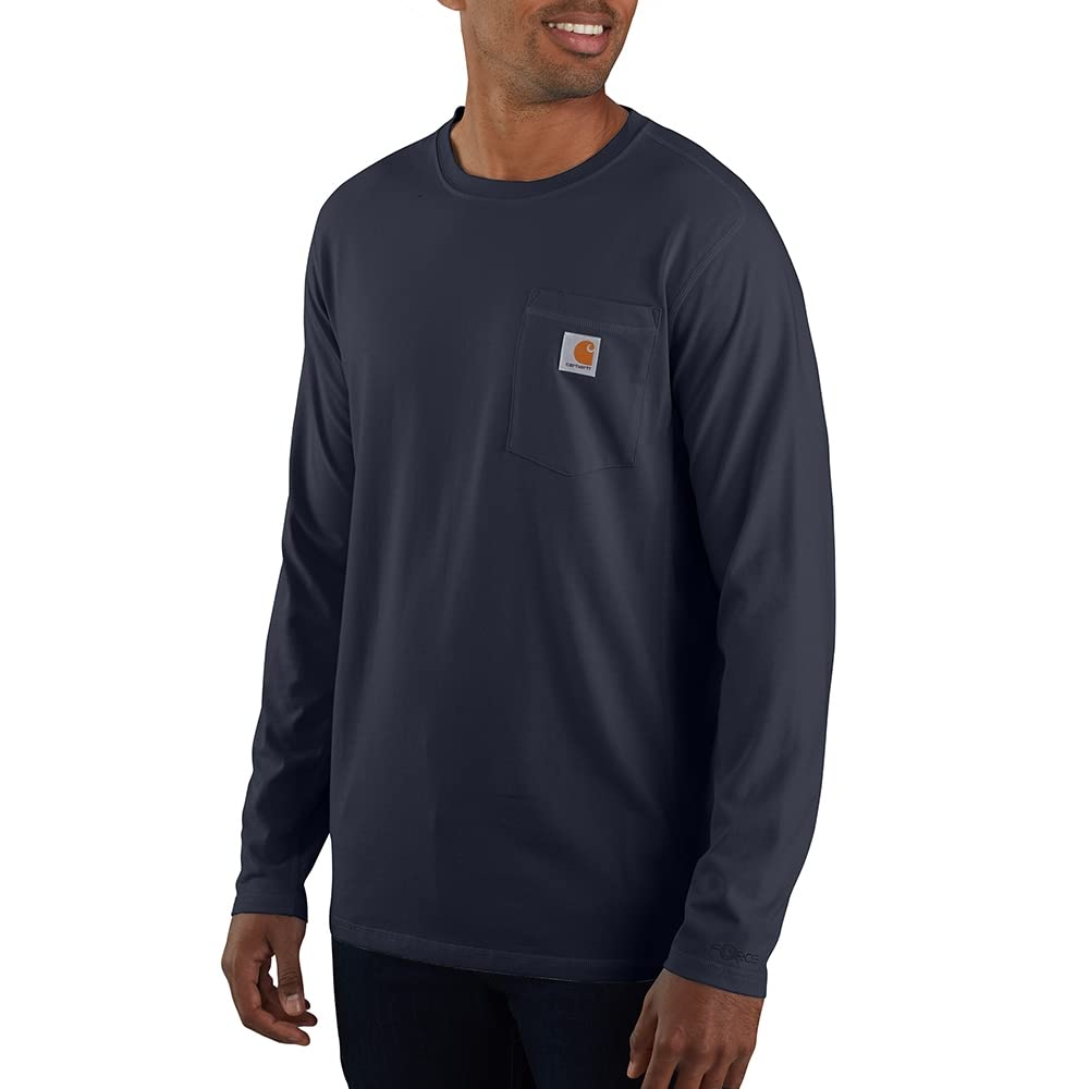 Carhartt Herren Langarmshirt Force Flex Pocket XXL Navy, XXL Navy
