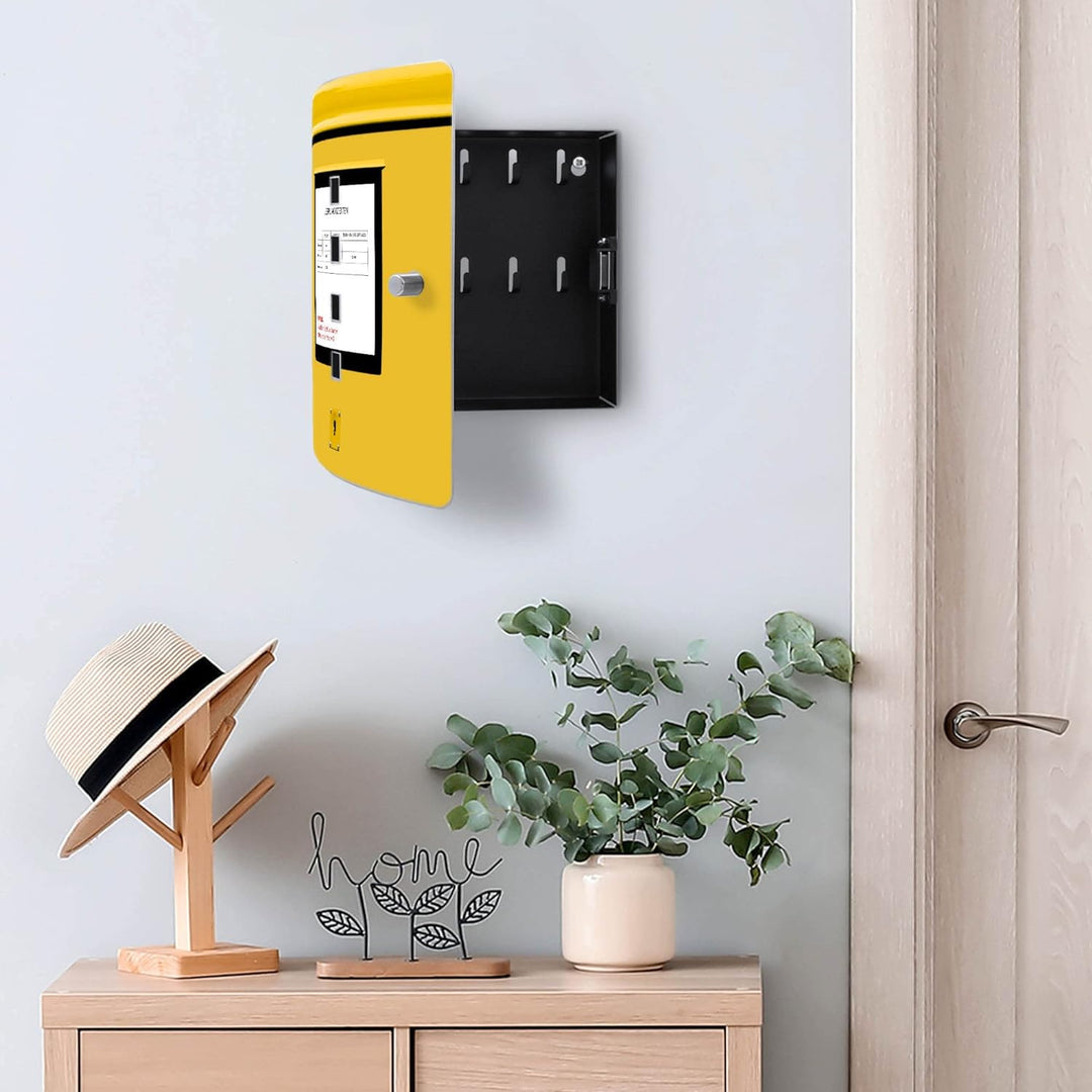 banjado® Design Schlüsselkasten aus Edelstahl Motiv Briefkasten Gelb für 10 Schlüssel - Schlüsselsch