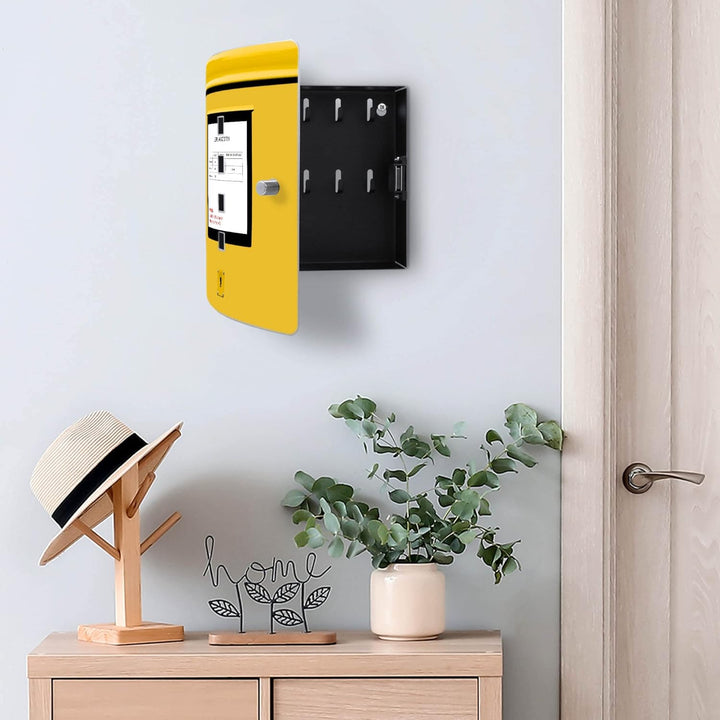 banjado® Design Schlüsselkasten aus Edelstahl Motiv Briefkasten Gelb für 10 Schlüssel - Schlüsselsch