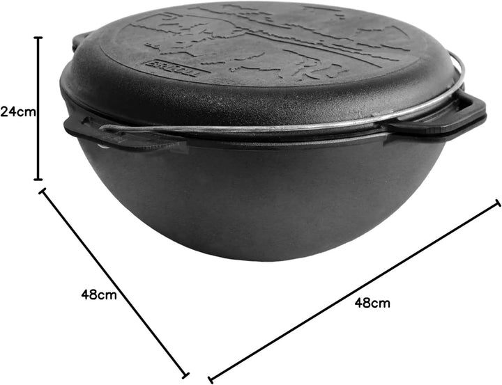 Schwenktopf Kazan aus Gusseisen 15 L (runder Boden) | Kasan Uzbekisch | Cast Iron KESSEL | Camping