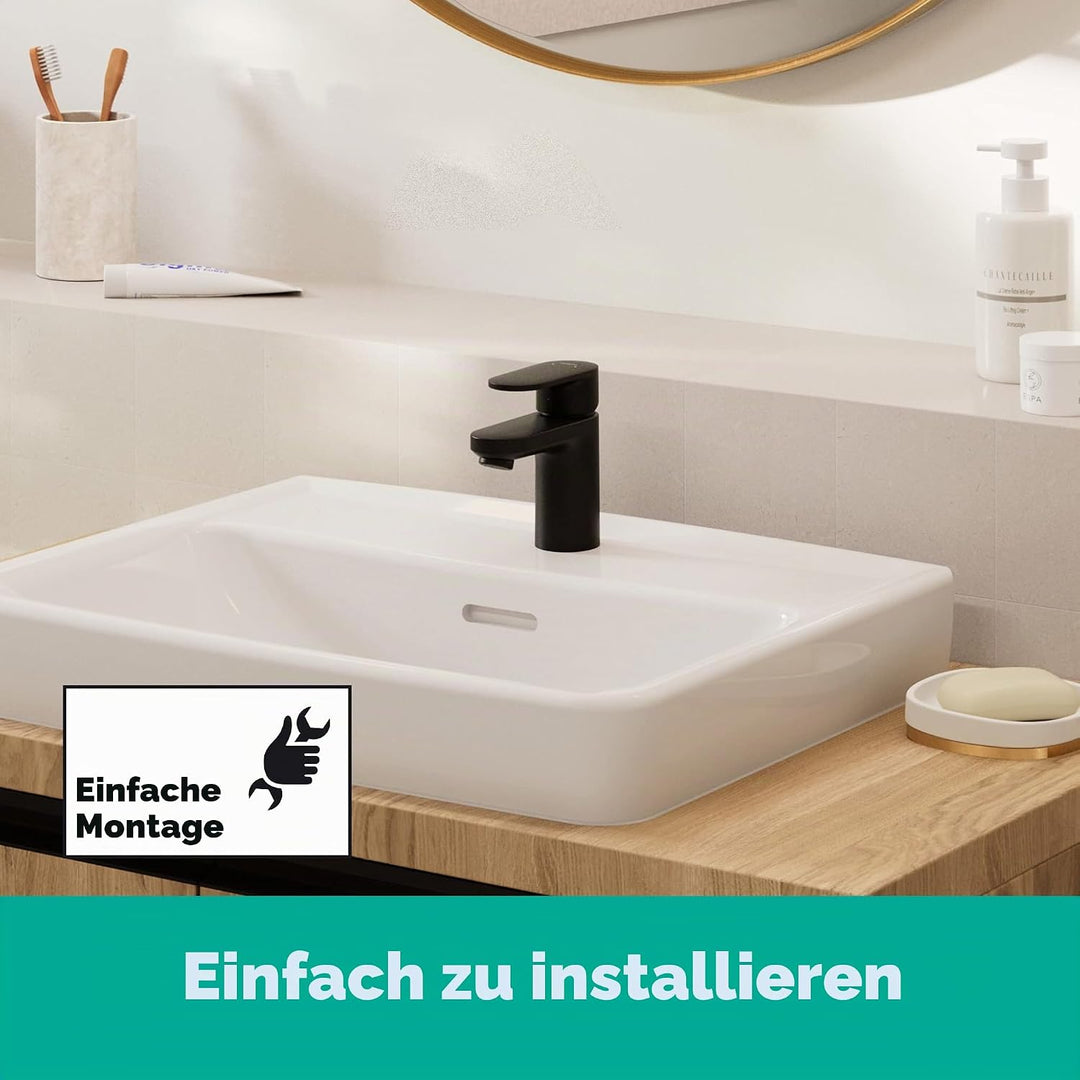hansgrohe Waschtischarmatur Vernis Blend, Wasserhahn Bad mit Auslauf Höhe 70 mm, mit Zugstange, Bada