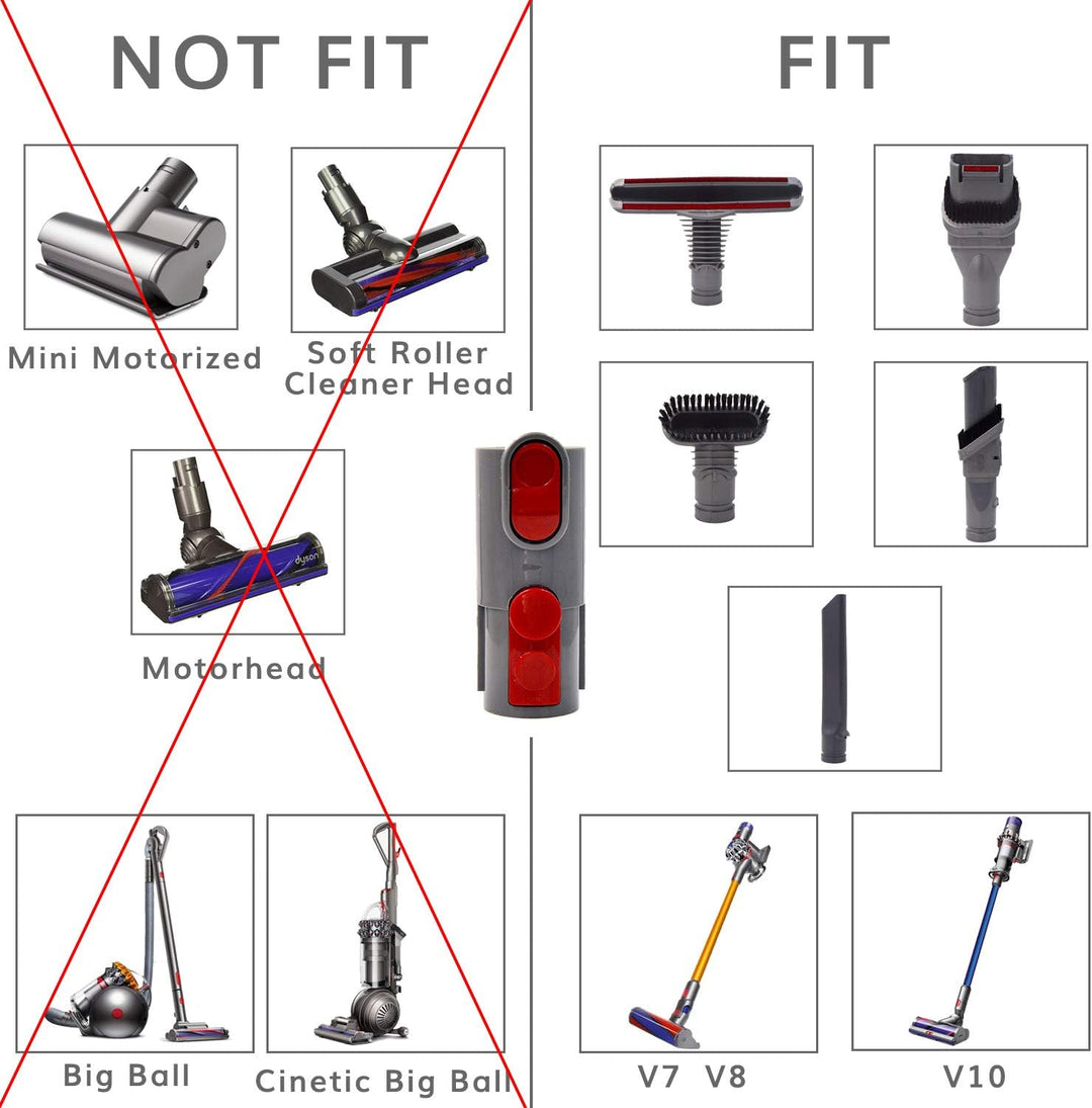 Zubehör-Set Ersatz für Dyson V8 V7 V10 Staubsauger mit Adapter - Ersatzteile Bürste Düse Bodendüse f
